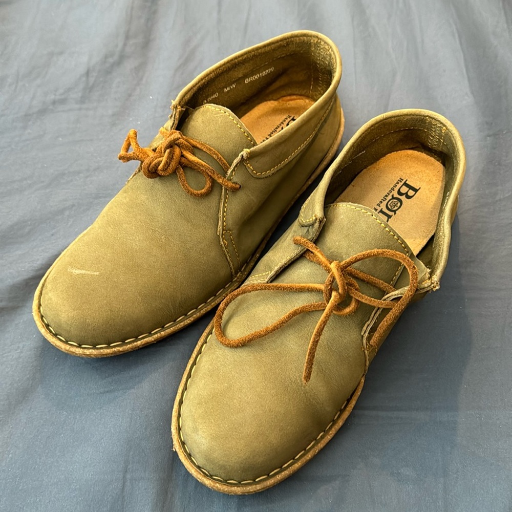 Born Nuala Booties in Army Green, barely worn!